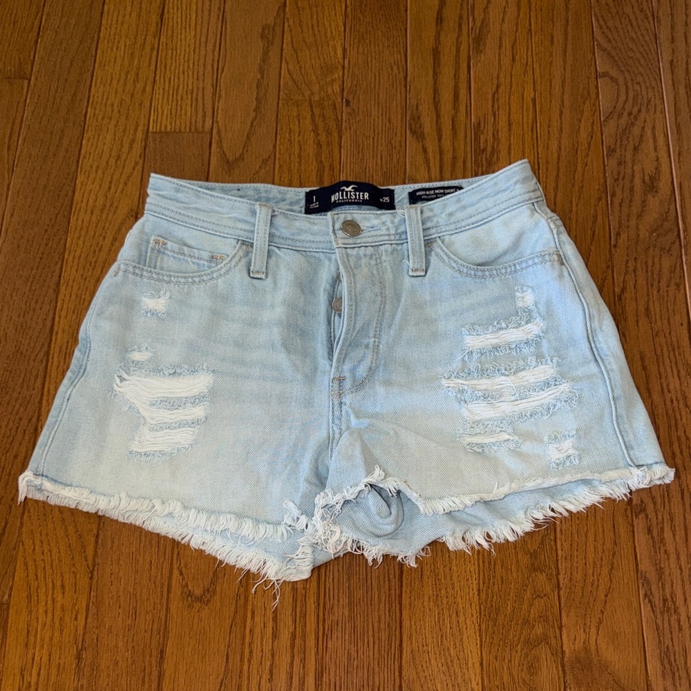 Hollister Light Wash Ripped Denim Shorts